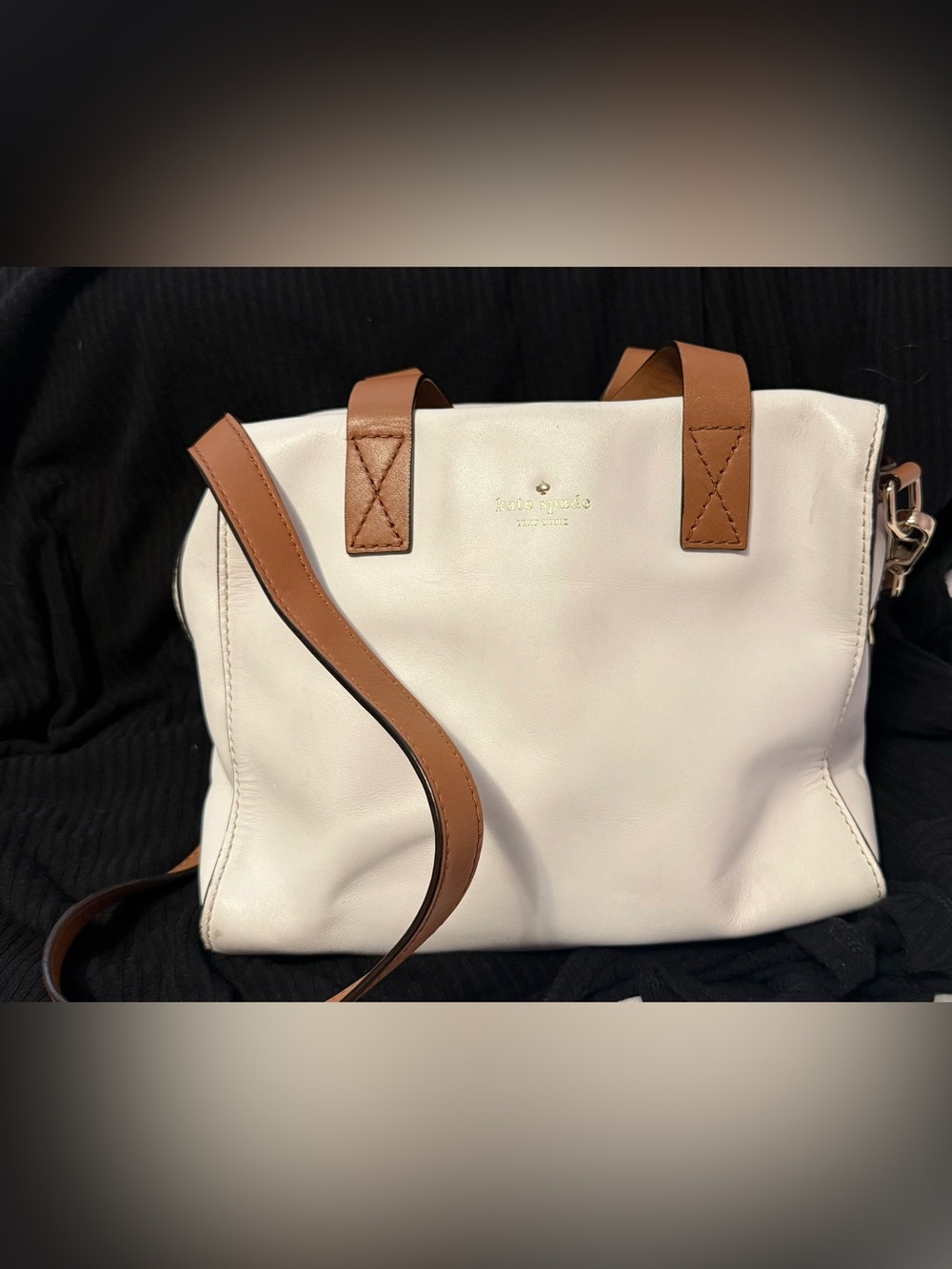kate spade Cream and Tan Leather Tote Bag
